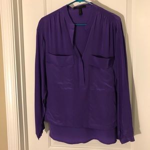 Purple long Sleeve Blouse 100% Silk